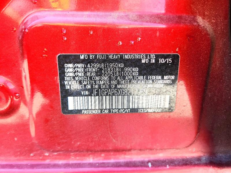 2016 Subaru Impreza მანქანა იყიდება აუქციონზე, vin: JF1GPAP6XG8217969, აუქციონის ნომერი: 57643476