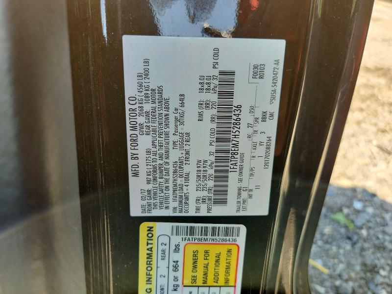 2017 Ford Mustang მანქანა იყიდება აუქციონზე, vin: 1FATP8EM7H5286436, აუქციონის ნომერი: 56578506
