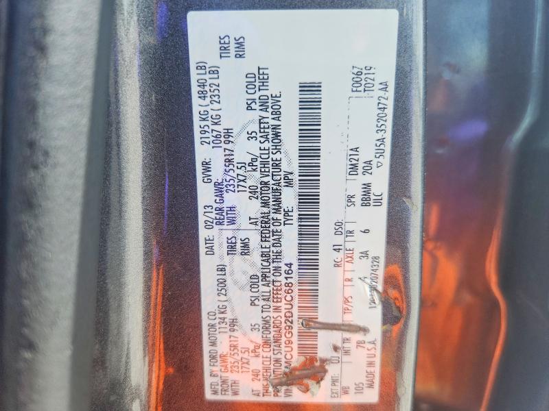 2013 Ford Escape მანქანა იყიდება აუქციონზე, vin: 1FMCU9G92DUC68164, აუქციონის ნომერი: 57259886