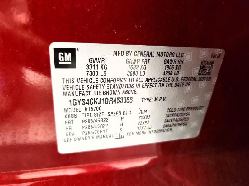 Продаж на аукціоні авто 2016 Cadillac Escalade, vin: 1GYS4CKJ1GR453063, номер лоту: 55079336