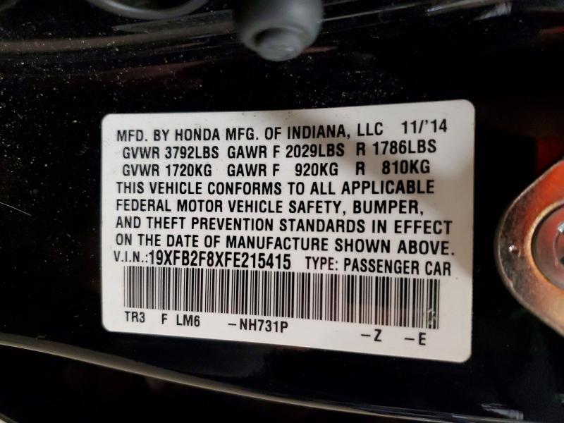 Aukcja sprzedaży 2015 Honda Civic, vin: 19XFB2F8XFE215415, numer aukcji: 55718446