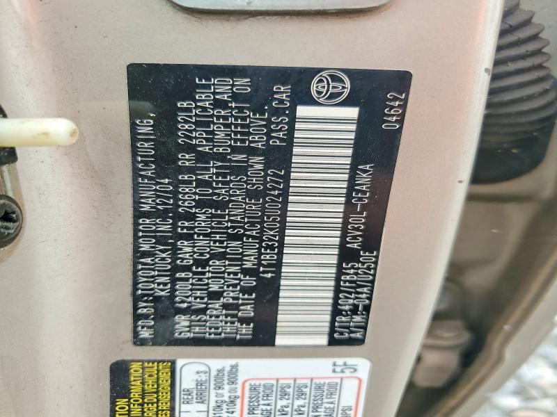 Aukcja sprzedaży 2005 Toyota Camry, vin: 4T1BE32K05U024272, numer aukcji: 55374266