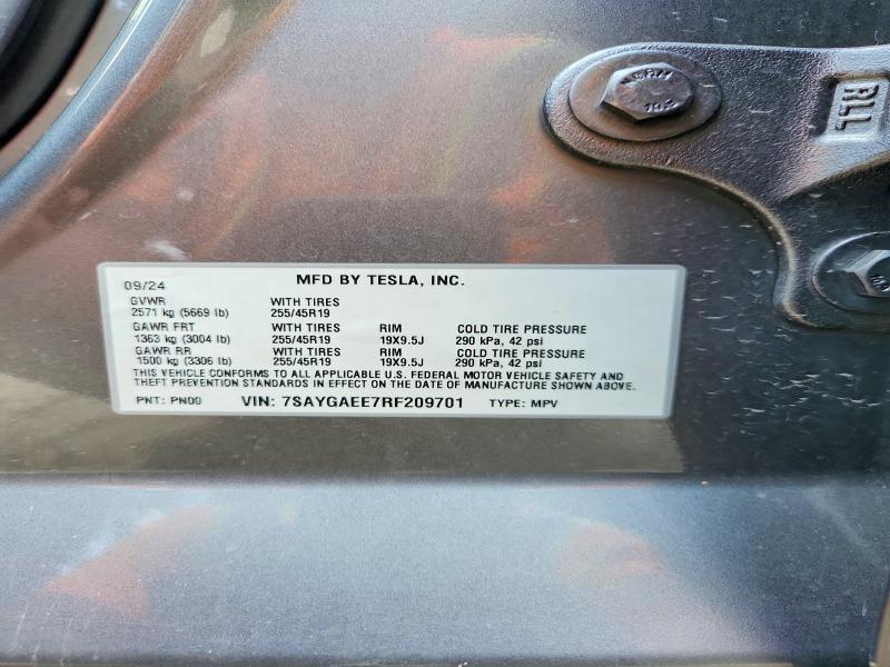 2024 Tesla Model Y მანქანა იყიდება აუქციონზე, vin: 7SAYGAEE7RF209701, აუქციონის ნომერი: 57852046