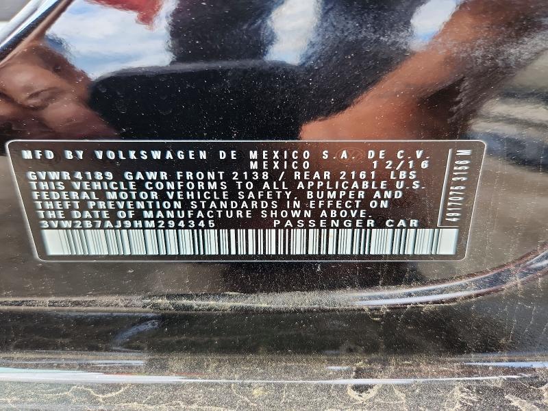Продажа на аукционе авто 2017 Volkswagen Jetta, vin: 3VW2B7AJ9HM294345, номер лота: 56399046