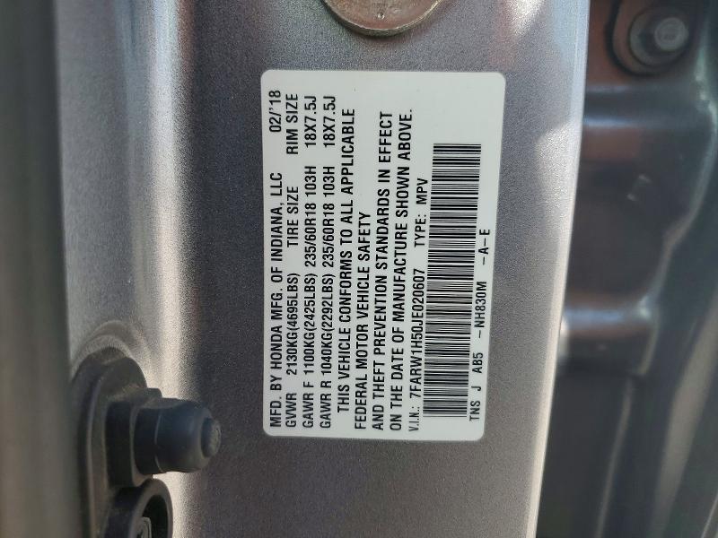 Продаж на аукціоні авто 2018 Honda Cr-v, vin: 7FARW1H50JE020607, номер лоту: 55802956