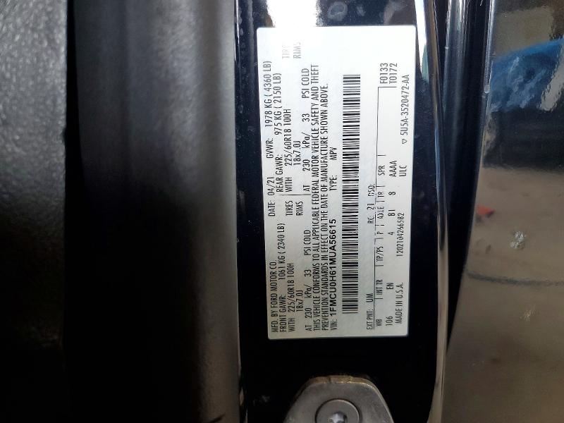 Продаж на аукціоні авто 2021 Ford Escape, vin: 1FMCU0H61MUA56615, номер лоту: 58358206