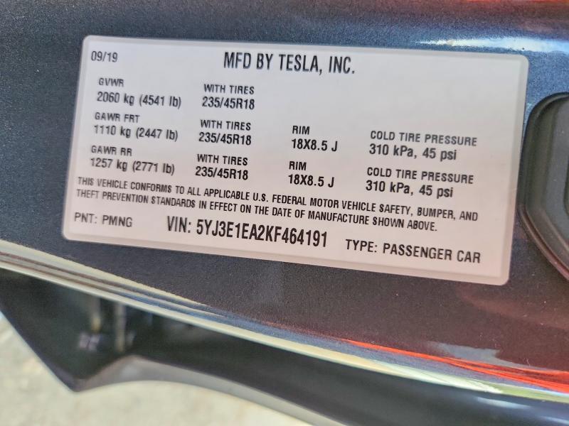 Продаж на аукціоні авто 2019 Tesla Model 3, vin: 5YJ3E1EA2KF464191, номер лоту: 57632836