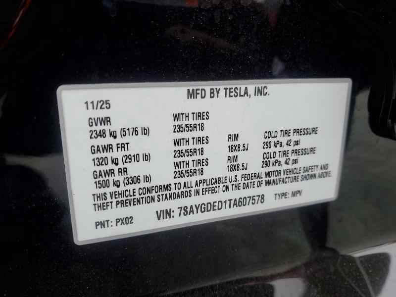 Aukcja sprzedaży 2026 Tesla Model Y, vin: 7SAYGDED1TA607578, numer aukcji: 56349496