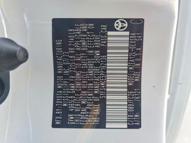 57572426 :رقم المزاد ، 5YFS4MCE5PP162136 vin ، 2023 Toyota Corolla مزاد بيع