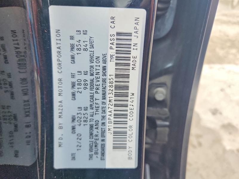 54257906 :رقم المزاد ، JM1BPAA72M1328851 vin ، 2021 Mazda 3 مزاد بيع