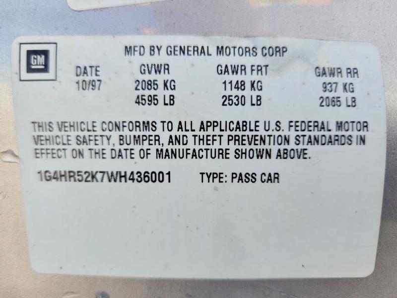 Продажа на аукционе авто 1998 Buick Lesabre, vin: 1G4HR52K7WH436001, номер лота: 56159996