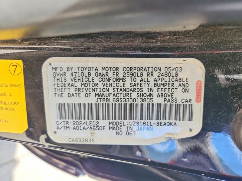 2003 Lexus Gs მანქანა იყიდება აუქციონზე, vin: JT8BL69S330013805, აუქციონის ნომერი: 55904106
