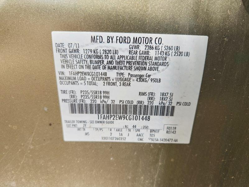 55816786 :رقم المزاد ، 1FAHP2EW9CG101448 vin ، 2012 Ford Taurus مزاد بيع