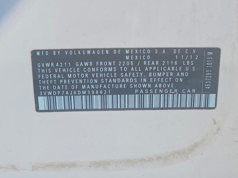 Продажа на аукционе авто 2013 Volkswagen Jetta, vin: 3VWDP7AJ6DM398621, номер лота: 57899186