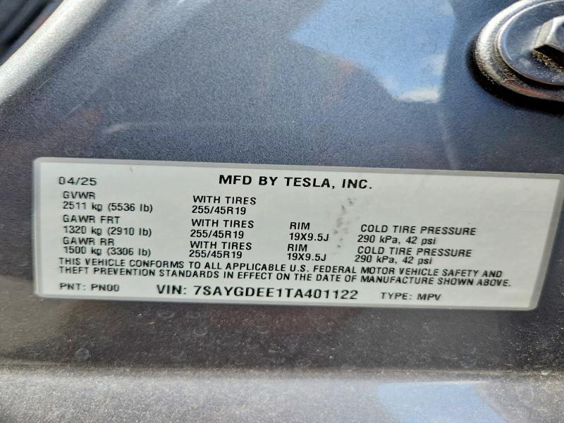 Продаж на аукціоні авто 2026 Tesla Model Y, vin: 7SAYGDEE1TA401122, номер лоту: 55721996