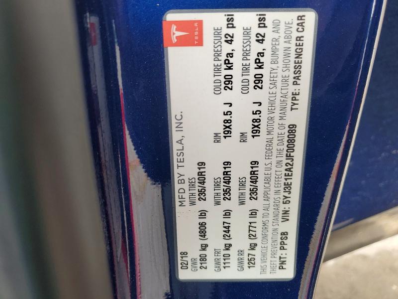 Продаж на аукціоні авто 2018 Tesla Model 3, vin: 5YJ3E1EA2JF008089, номер лоту: 55724336