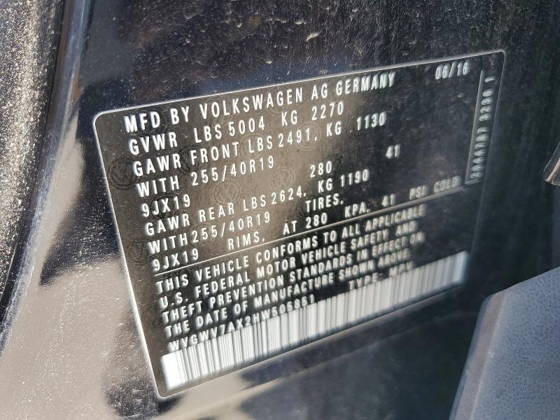 Aukcja sprzedaży 2017 Volkswagen Tiguan, vin: WVGWV7AX2HW505851, numer aukcji: 58014556