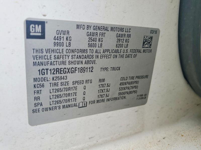 Продажа на аукционе авто 2016 Gmc Sierra, vin: 1GT12REGXGF189112, номер лота: 56964286