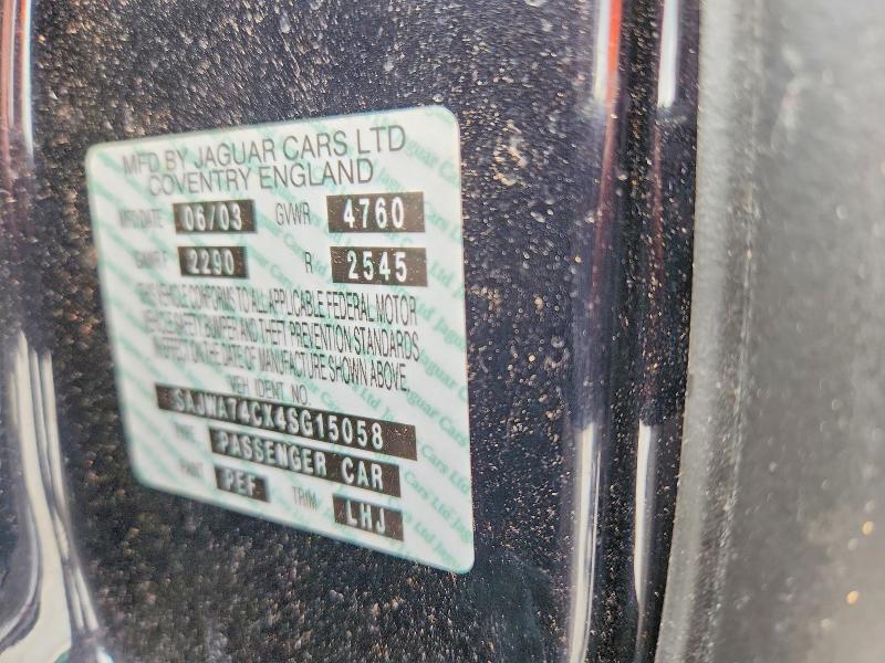 2004 Jaguar Vandenplas მანქანა იყიდება აუქციონზე, vin: SAJWA74CX4SG15058, აუქციონის ნომერი: 56301806