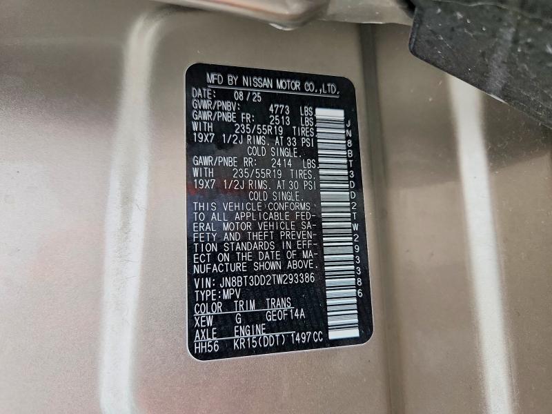 55800606 :رقم المزاد ، JN8BT3DD2TW293386 vin ، 2026 Nissan Rogue مزاد بيع