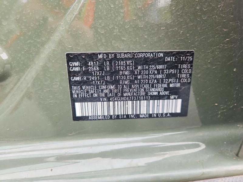 2026 Subaru Crosstrek მანქანა იყიდება აუქციონზე, vin: 4S4GUHD67T3718112, აუქციონის ნომერი: 56760906