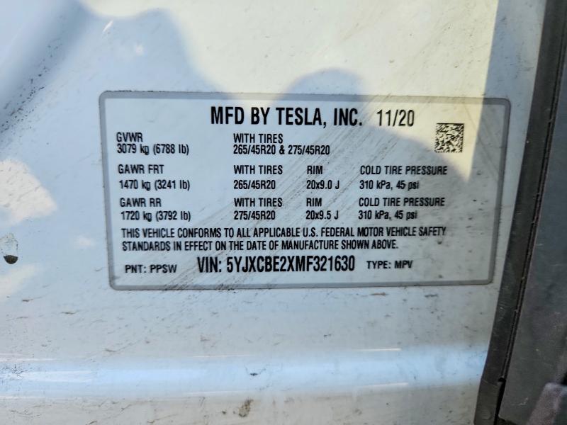 Продаж на аукціоні авто 2021 Tesla Model X, vin: 5YJXCBE2XMF321630, номер лоту: 55024216