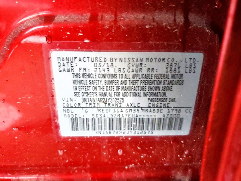 Продажа на аукционе авто 2018 Nissan Sentra, vin: 3N1AB7AP2JY312575, номер лота: 55744966