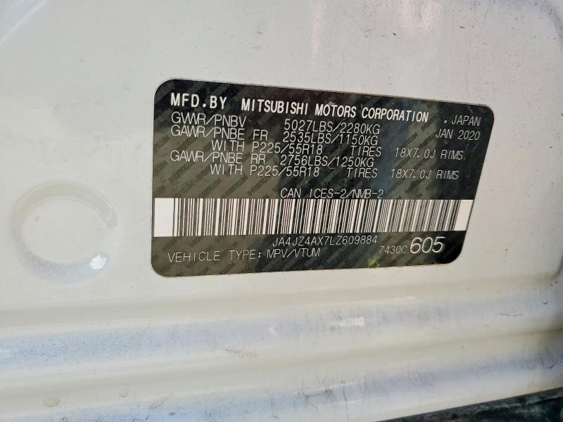 Продаж на аукціоні авто 2020 Mitsubishi Outlander, vin: JA4JZ4AX7LZ609884, номер лоту: 58051106
