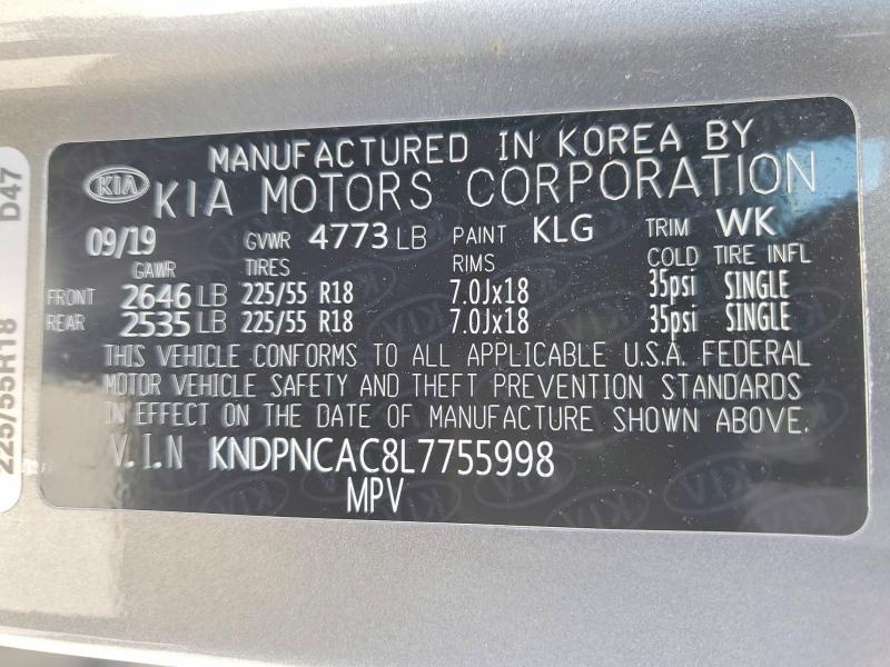 Aukcja sprzedaży 2020 Kia Sportage, vin: KNDPNCAC8L7755998, numer aukcji: 55076276