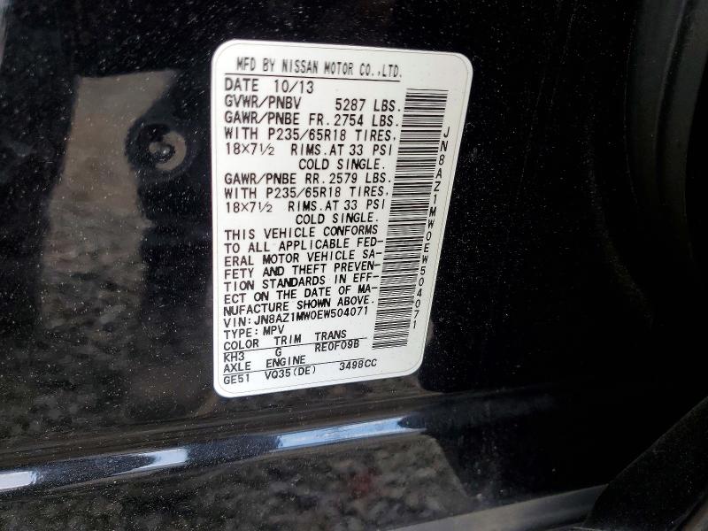 Aukcja sprzedaży 2014 Nissan Murano, vin: JN8AZ1MW0EW504071, numer aukcji: 55674006