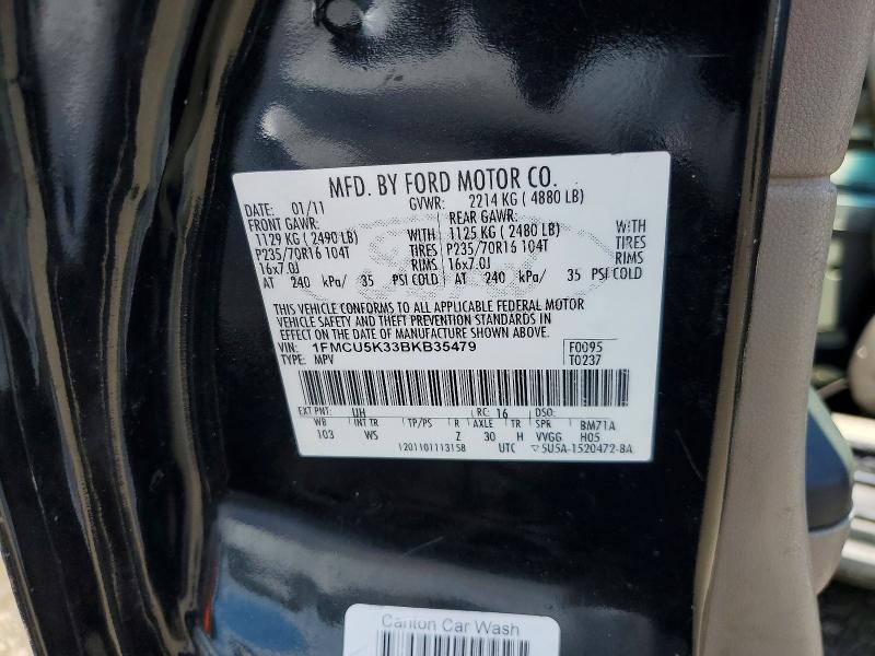2011 Ford Escape მანქანა იყიდება აუქციონზე, vin: 1FMCU5K33BKB35479, აუქციონის ნომერი: 58799256