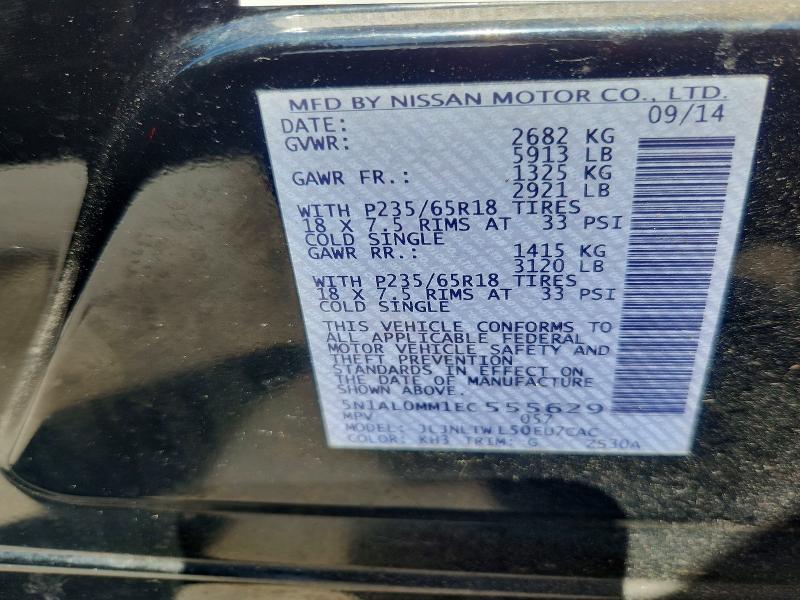 Aukcja sprzedaży 2014 Infiniti Qx60, vin: 5N1AL0MM1EC555629, numer aukcji: 57844636