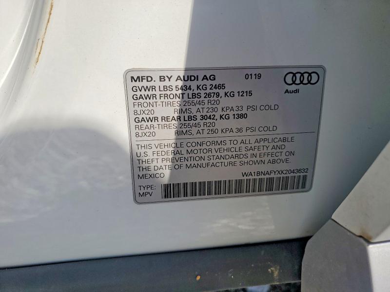 Продажа на аукционе авто 2019 Audi Q5, vin: WA1BNAFYXK2043632, номер лота: 55698756
