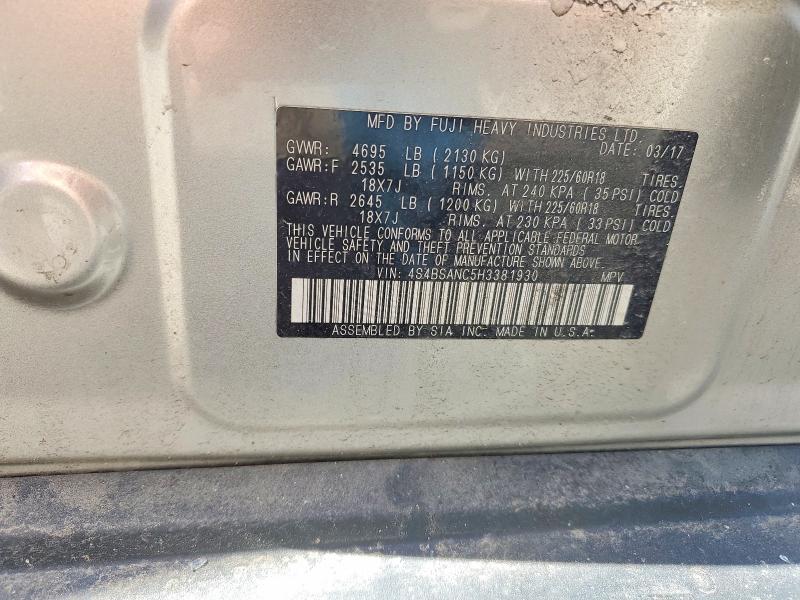 Продаж на аукціоні авто 2017 Subaru Outback, vin: 4S4BSANC5H3381930, номер лоту: 58262496