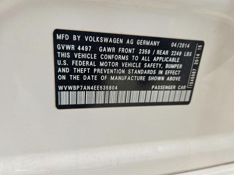 58278826 :رقم المزاد ، WVWBP7AN4EE535804 vin ، 2014 Volkswagen Cc مزاد بيع