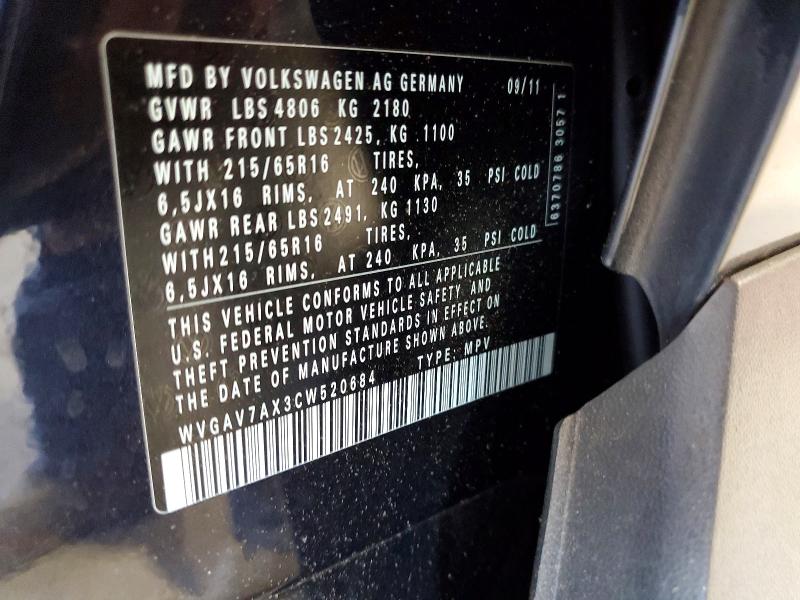 Продаж на аукціоні авто 2012 Volkswagen Tiguan, vin: WVGAV7AX3CW520684, номер лоту: 56771126