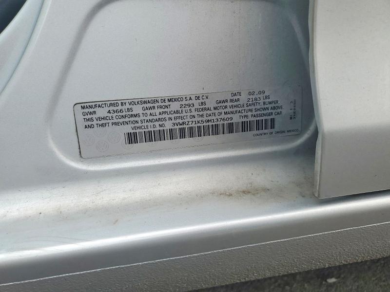 Продаж на аукціоні авто 2009 Volkswagen Jetta, vin: 3VWRZ71K59M137609, номер лоту: 58360316