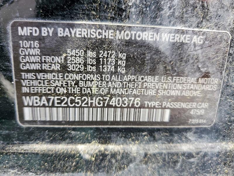 55672106 :رقم المزاد ، WBA7E2C52HG740376 vin ، 2017 Bmw 740 مزاد بيع