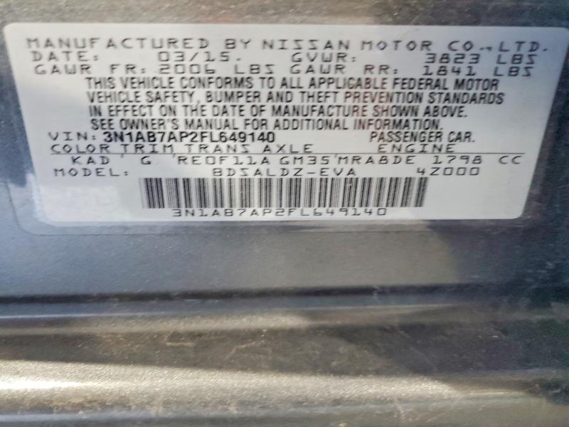 56059896 :رقم المزاد ، 3N1AB7AP2FL649140 vin ، 2015 Nissan Sentra مزاد بيع