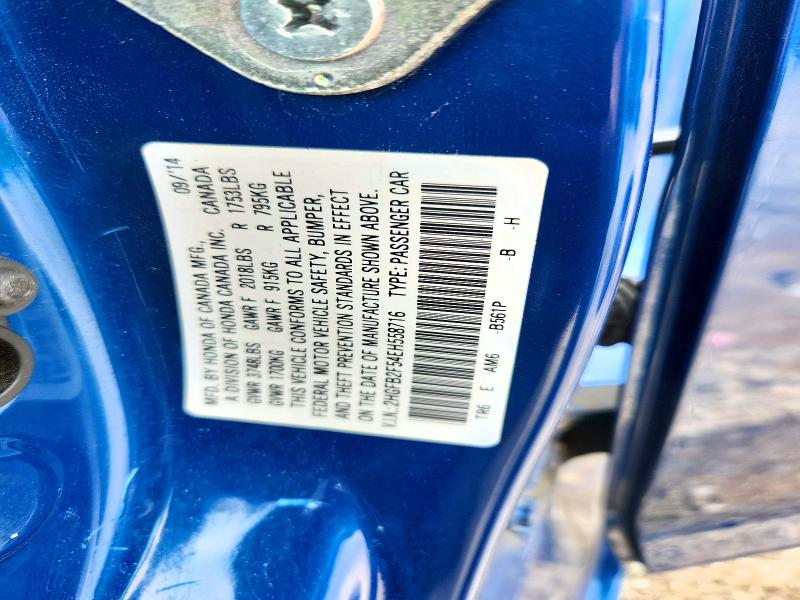 Продаж на аукціоні авто 2014 Honda Civic, vin: 2HGFB2F54EH558716, номер лоту: 57554496