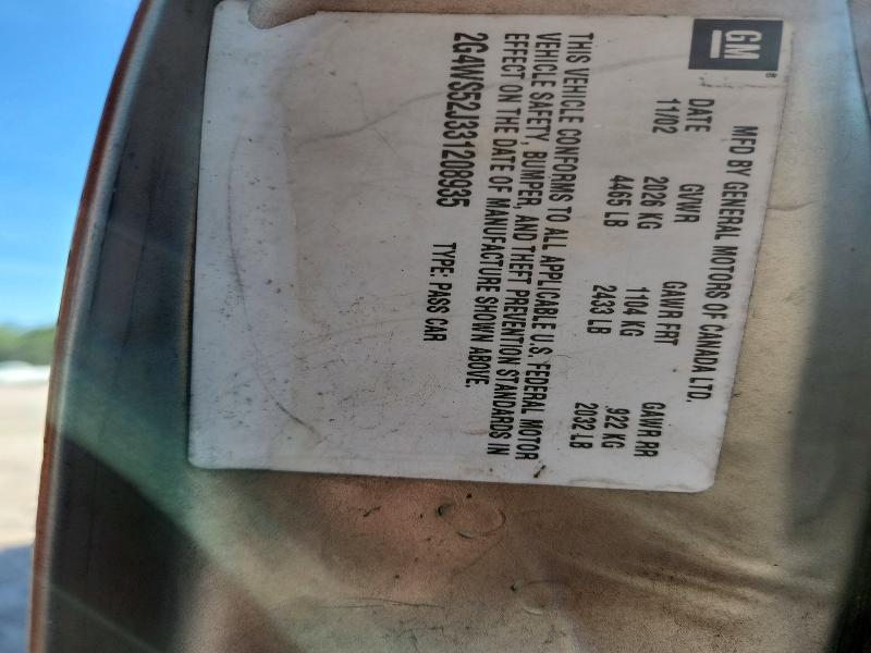 Aukcja sprzedaży 2003 Buick Century, vin: 2G4WS52J331208935, numer aukcji: 55073726