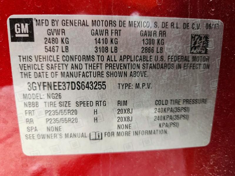 Продажа на аукционе авто 2013 Cadillac Srx, vin: 3GYFNEE37DS643255, номер лота: 55578656