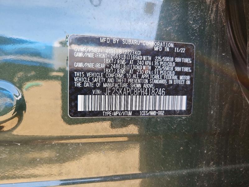 Aukcja sprzedaży 2023 Subaru Forester, vin: JF2SKAPC8PH418246, numer aukcji: 55453166