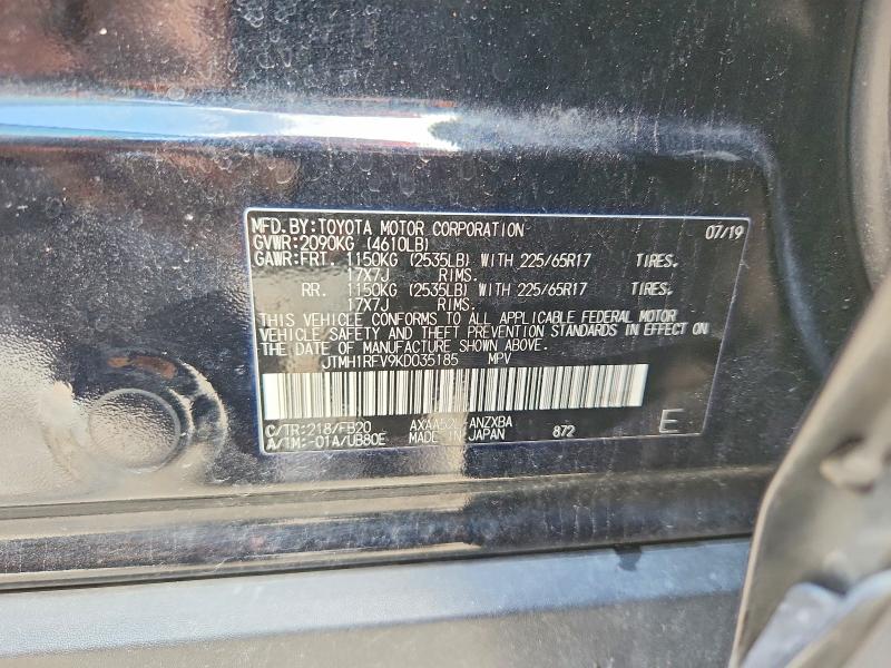 Aukcja sprzedaży 2019 Toyota Rav4, vin: JTMH1RFV9KD035185, numer aukcji: 56304666