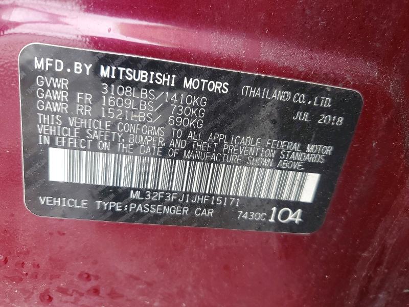 Aukcja sprzedaży 2018 Mitsubishi Mirage, vin: ML32F3FJ1JHF15171, numer aukcji: 58891946