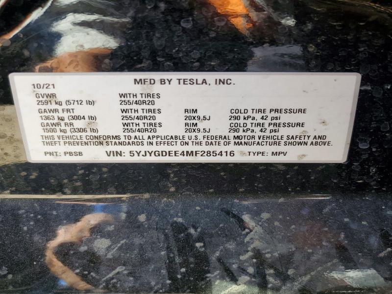 Aukcja sprzedaży 2021 Tesla Model Y, vin: 5YJYGDEE4MF285416, numer aukcji: 58632436
