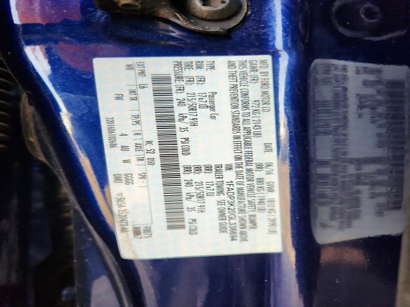 2016 Ford Focus მანქანა იყიდება აუქციონზე, vin: 1FADP3K20GL336694, აუქციონის ნომერი: 55929206