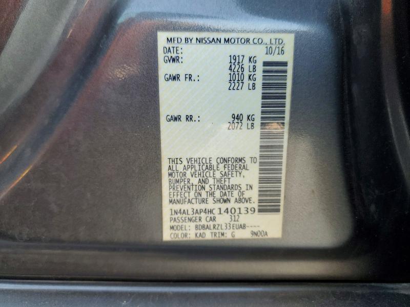Продаж на аукціоні авто 2017 Nissan Altima, vin: 1N4AL3AP4HC140139, номер лоту: 58416876