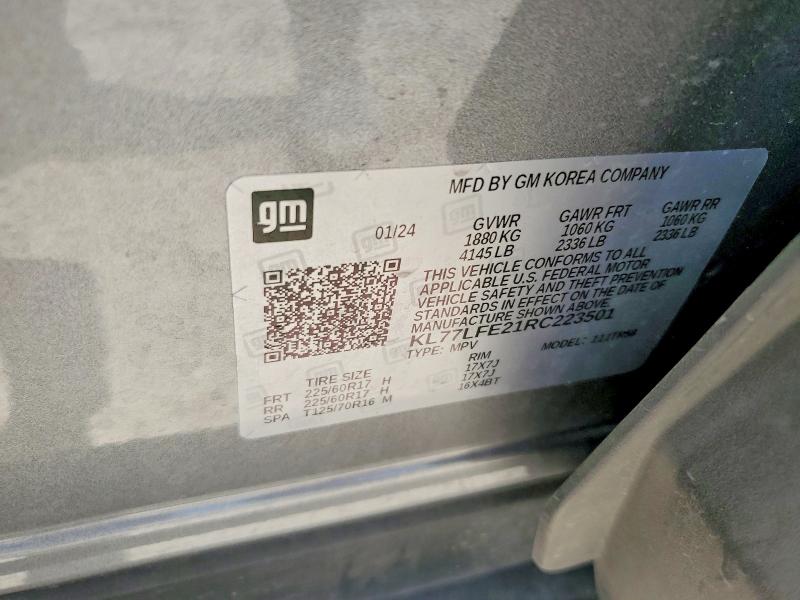 Продаж на аукціоні авто 2024 Chevrolet Trax, vin: KL77LFE21RC223501, номер лоту: 58573896