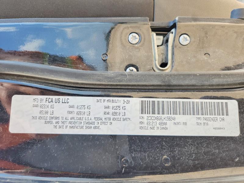 54890326 :رقم المزاد ، 2C3CDXBG6LH158240 vin ، 2020 Dodge Charger مزاد بيع